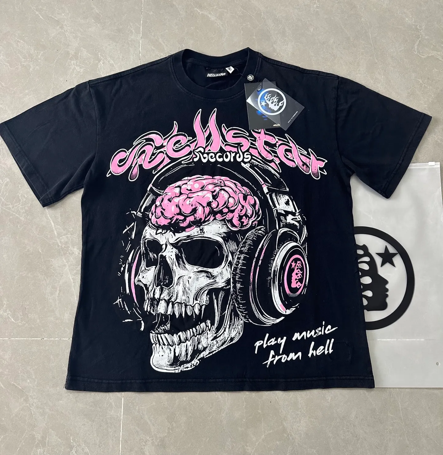 960# Black I P62 In Stock Hellstar T （fabric):32 250 Sizes（size）：S-M- L- X L （colour）： Black